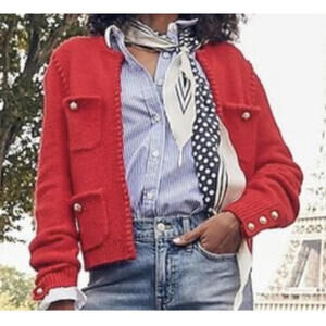 J.CREW Odette cardigan sweater red alpaca blend sz XS